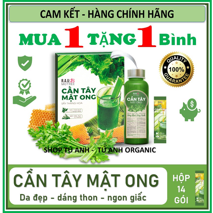 Cần tây mật ong, Cần Tây Mật Ong Motree, hộp 14 gói giảm cân hiệu quả, thanh lọc cơ thể, Da Sáng Dáng Xinh