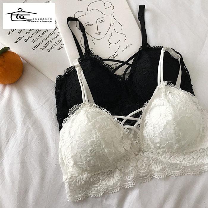 Áo Ngực Nữ Không Gọng Phối Ren Phong Cách Hàn Quốc