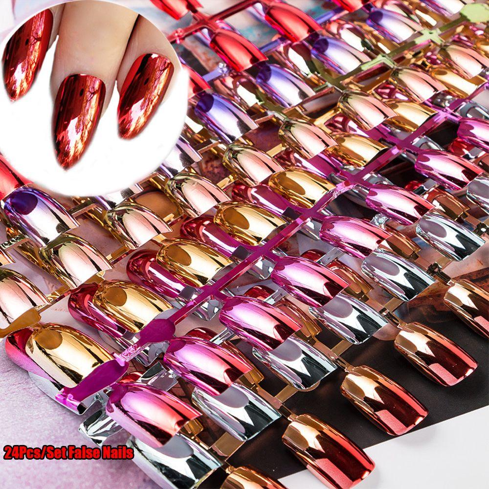 Móng Tay Giả Tráng Gương Màu Holographic Thời Trang