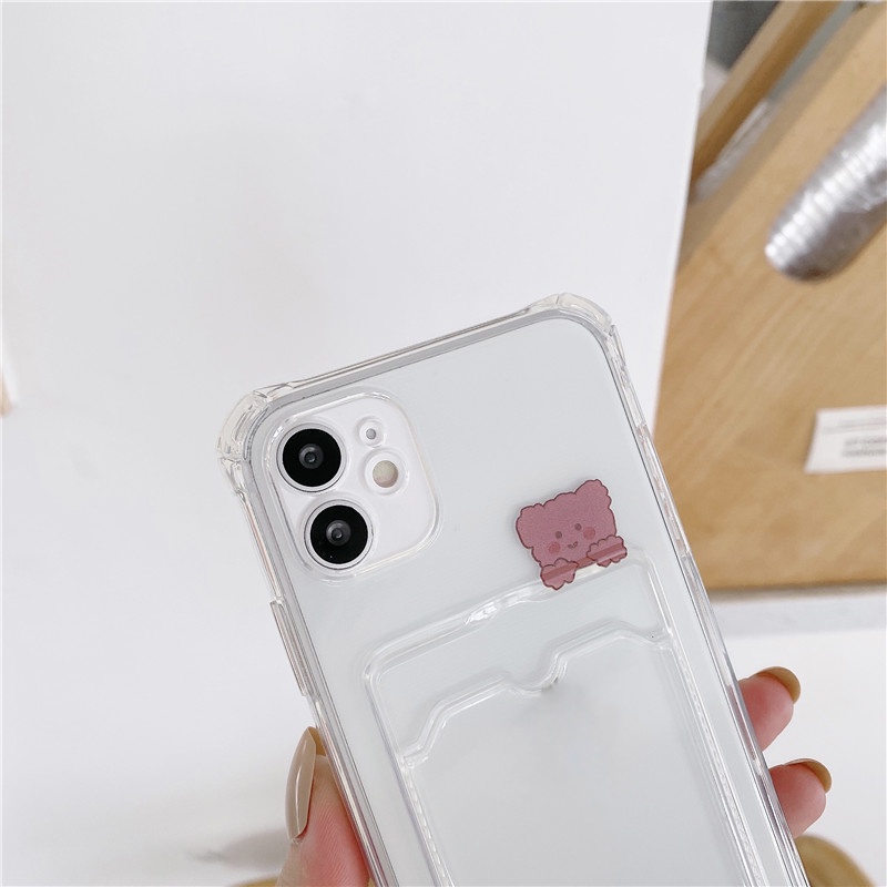 Ốp Điện Thoại TPU Mềm Dạng Ví Hình Gấu/Thỏ Hoạt Hình Có Ngăn Đựng Thẻ Cho Iphone 7 8 Plus X XR XS MAX 13 12 Pro 11