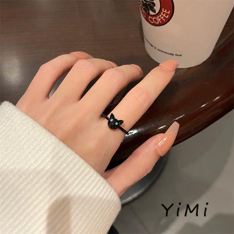 Nhẫn Hình Mèo Đen Phong Cách Hàn Quốc Dành Cho Nữ