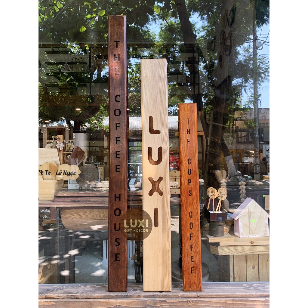 Tay nắm gỗ cho các loại cửa kính, khắc nội dung theo yêu cầu (Gỗ sồi/oak) LUXI decor