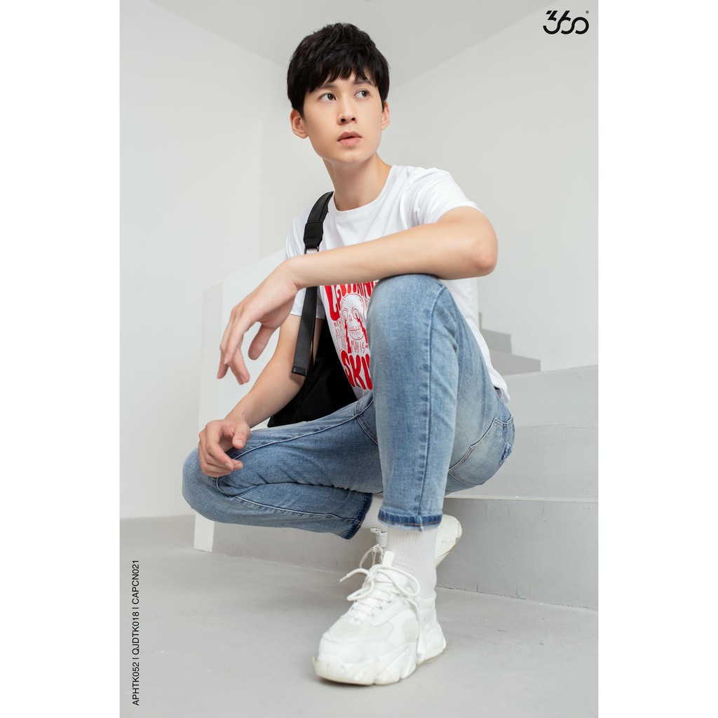 XẢ Quần jean nam 360 BOUTIQUE quần bò rách dáng dài - QJDTK018 Xịn . . <