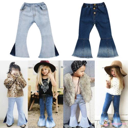 Quần Jeans Dài Ống Loe Cho Bé Gái Từ 2-7 Tuổi