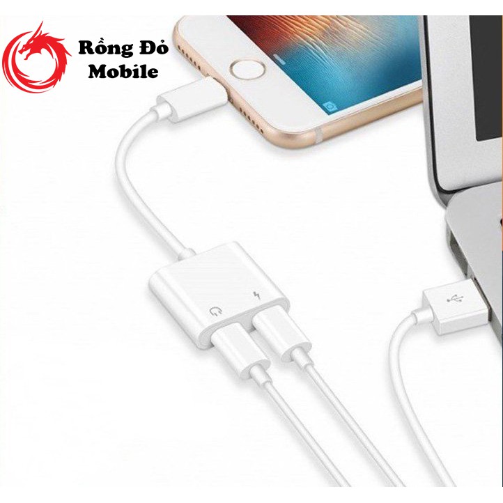 Cáp Chuyển Đổi Lightning Sang 3.5mm 2 Trong 1 Cho Iphone Giắc Chia Cổng Cho iPhone 7/8/X/11 Thành Cổng Sạc + Tai Nghe