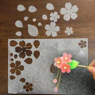 Bộ hoa đào nhựa co nhiệt plastic shrink cắt sẵn làm thủ công handmade diy