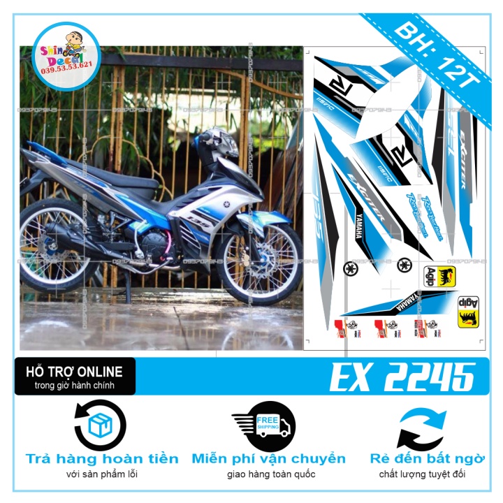 TEM RỜI EX 2011 R IN DECAL TRONG DÁN XE TRẮNG HOẶC BẠC -- SHIN DECAL 2