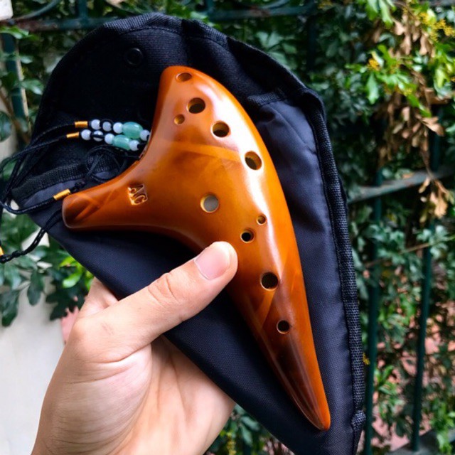 [THANH LÝ] Ocarina cao cấp sứ vàng & đỏ tone AC (đô) - 12 lỗ