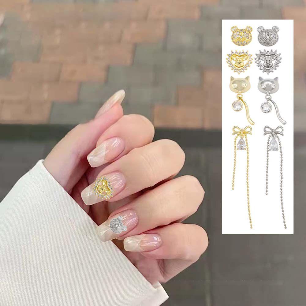 Phụ Kiện Trang Trí Móng Tay Hình Gấu 3D Sang Trọng DIY|Hạt Đá Zircon Trang Trí Móng Tay Nghệ Thuật