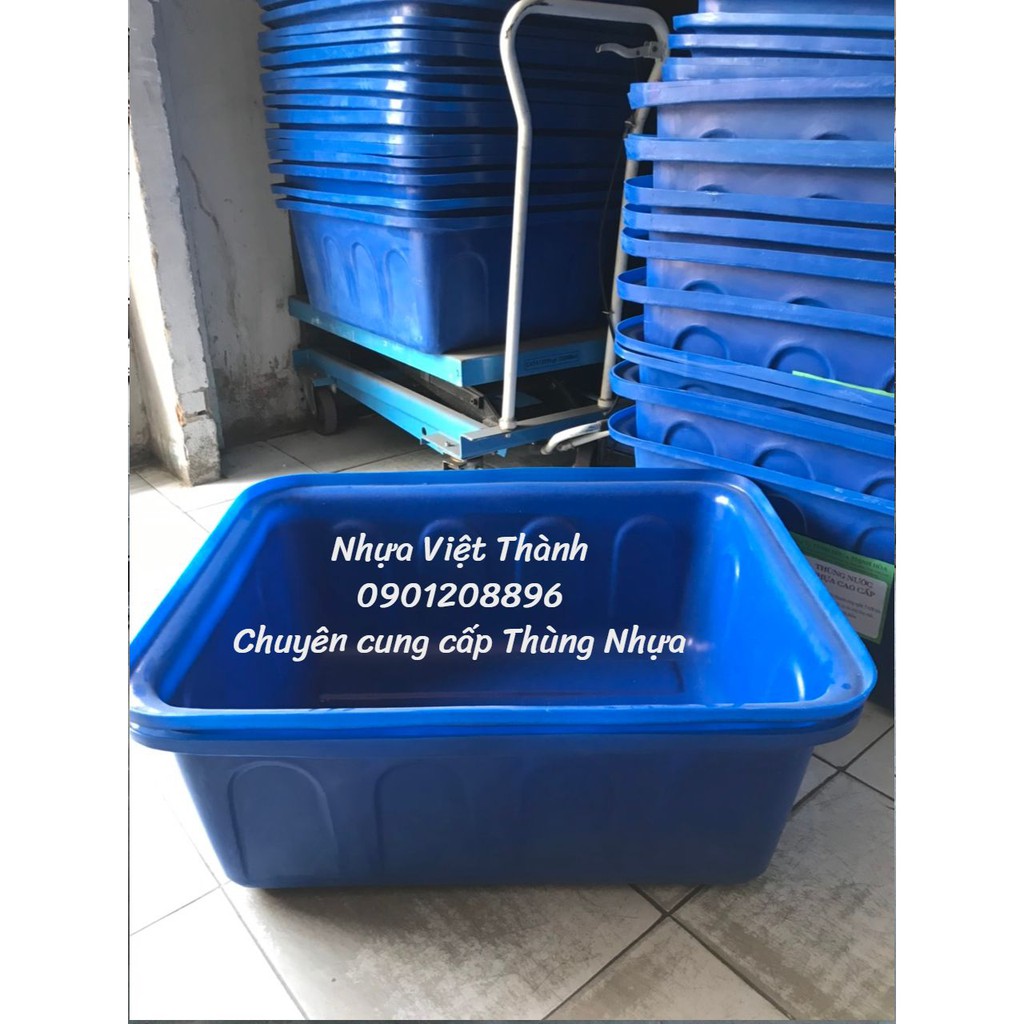 Thùng chữ nhật 100L - 0901208896 - Bồn nhựa xanh 100L - Thùng nhựa vuông 100L - Khay nhựa