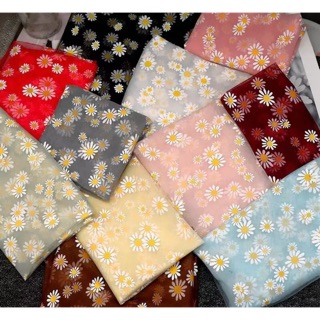 Vải voan lưới cúc hoạ mi may cột tóc scrunchies