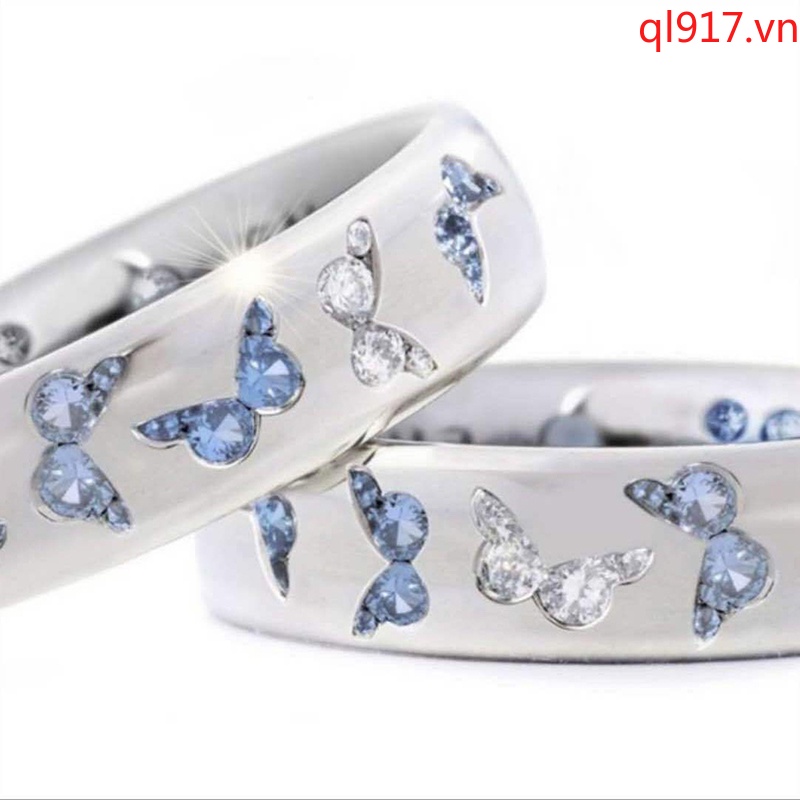 Nhẫn Cưới Hình Bướm Đính Đá Ngọt Ngào Lãng Mạn