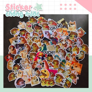 Sticker Cheems, chống nắng chống nước, Hình dán mũ bảo hiểm, dán xe
