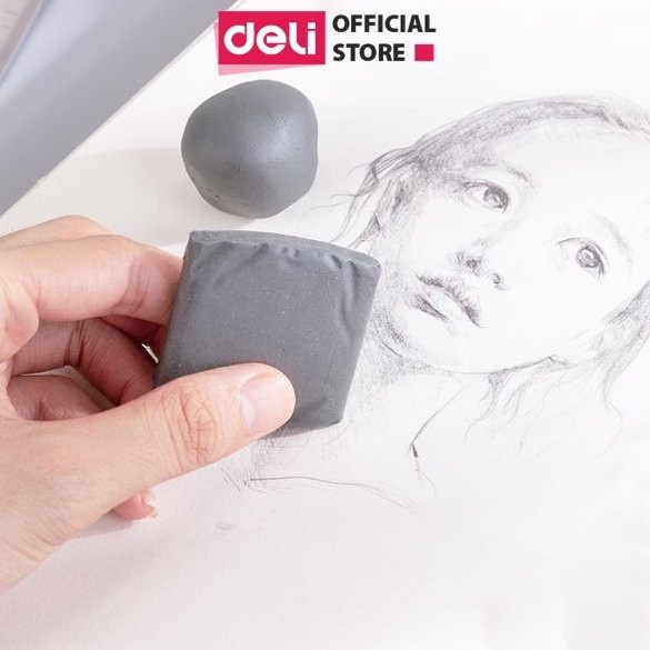Tẩy đất sét dẻo cho mỹ thuật, viết, vẽ Deli - không vụn tẩy EH02610 - vpp Diệp Lạc