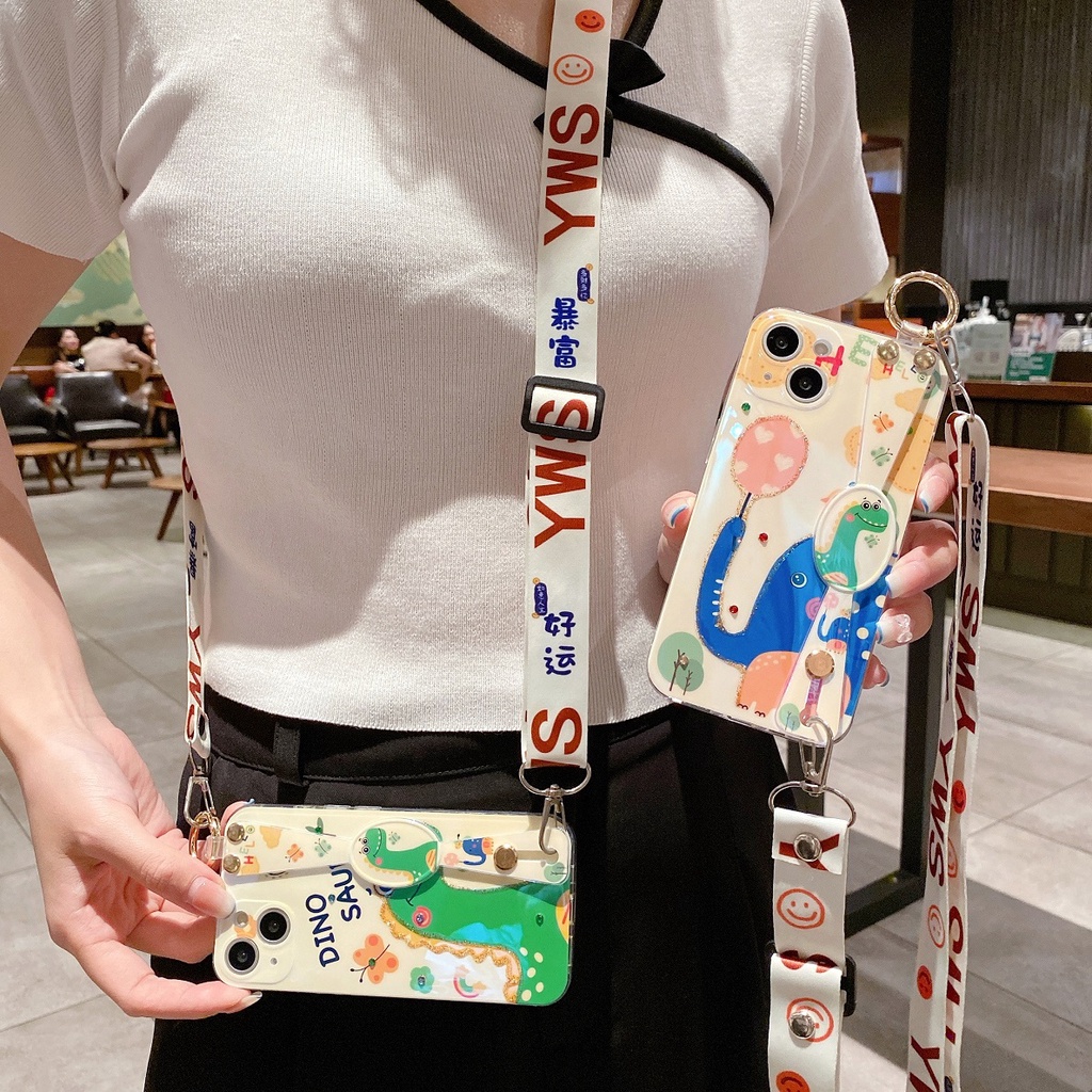 Ốp Điện Thoại Hình Voi / Khủng Long Có Dây Đeo Cho iPhone 7 8 Plus X XR Xsmax 11 12 13 14 Pro Max