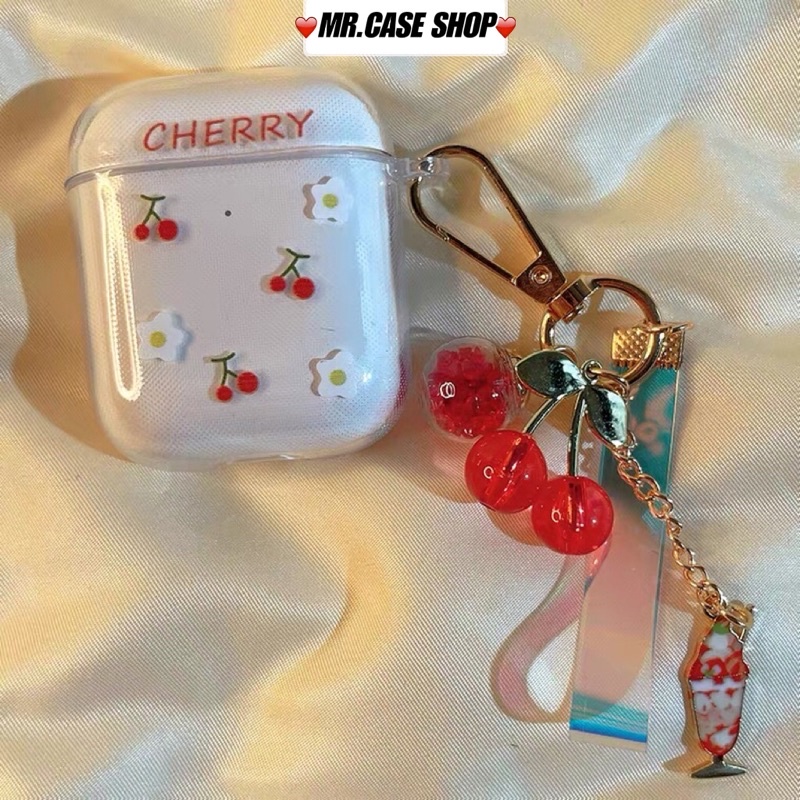 Case Đựng Tại Nghe Airpods 1/2 Pro Hình Cherry Trong Kèm Móc Khoá Xinh - Mr.Case