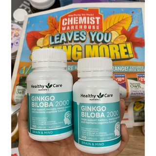 [Date 2022-Mẫu mới]Viên uống bổ não Healthy Care Gingko Biloba Úc