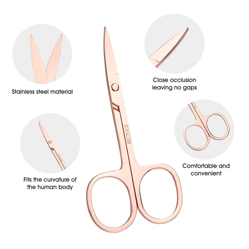 Kéo Cắt Tỉa Lông Mày / Lông Mi / Lông Mày Đầu Cong Bằng Thép Không Gỉ Chuyên