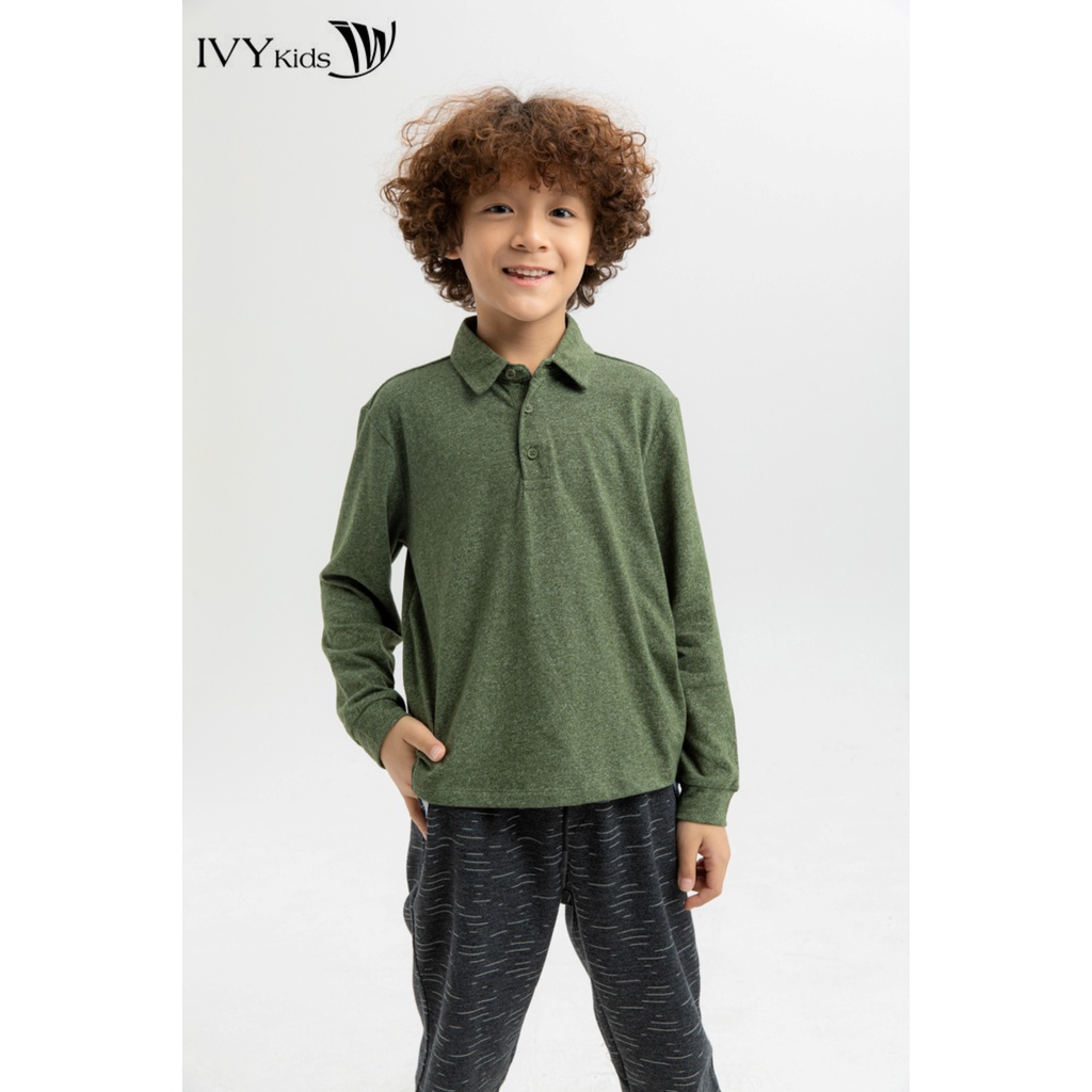 Áo thun bé trai cổ đức cài khuy IVY moda MS 58K1193