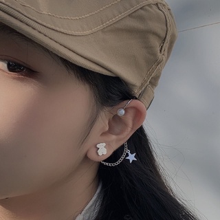 Khuyên Tai Hình Gấu Phối Dây Tua Rua Độc Đáo Hợp Thời Trang Hàn Quốc