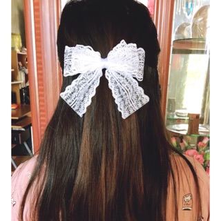 Kẹp nơ nữa đầu cô dâu tiểu thư công chúa mẫu 3 kẹp ren