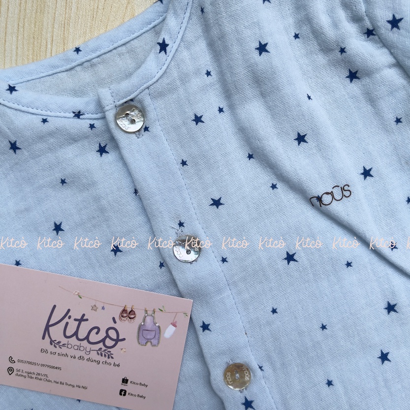 NOUS Bộ dài cài thẳng vải Nu xô Wrinkle