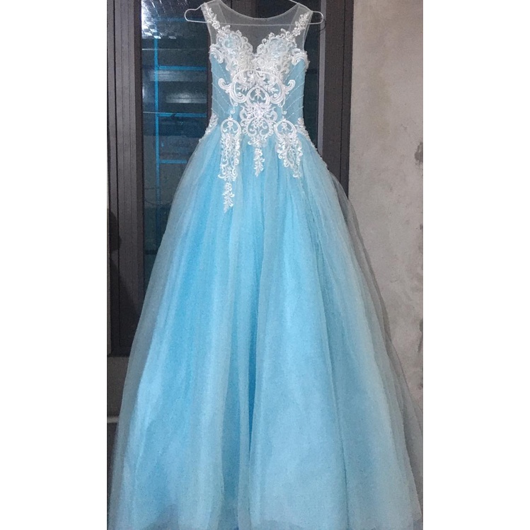 Thanh lý váy cưới màu xanh min, váy elsa, phồng đẹp ko cần mặc tùng, ảnh thật khách mặc và clip tự quay