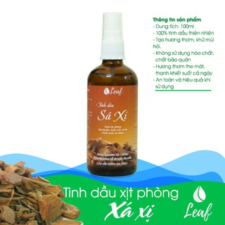 Bình xịt phòng Tinh dầu sả chanh, cafe, xá xị, quế, hoa nhài, lavender đuổi muỗi 100ml LEAF khử mùi hiệu quả