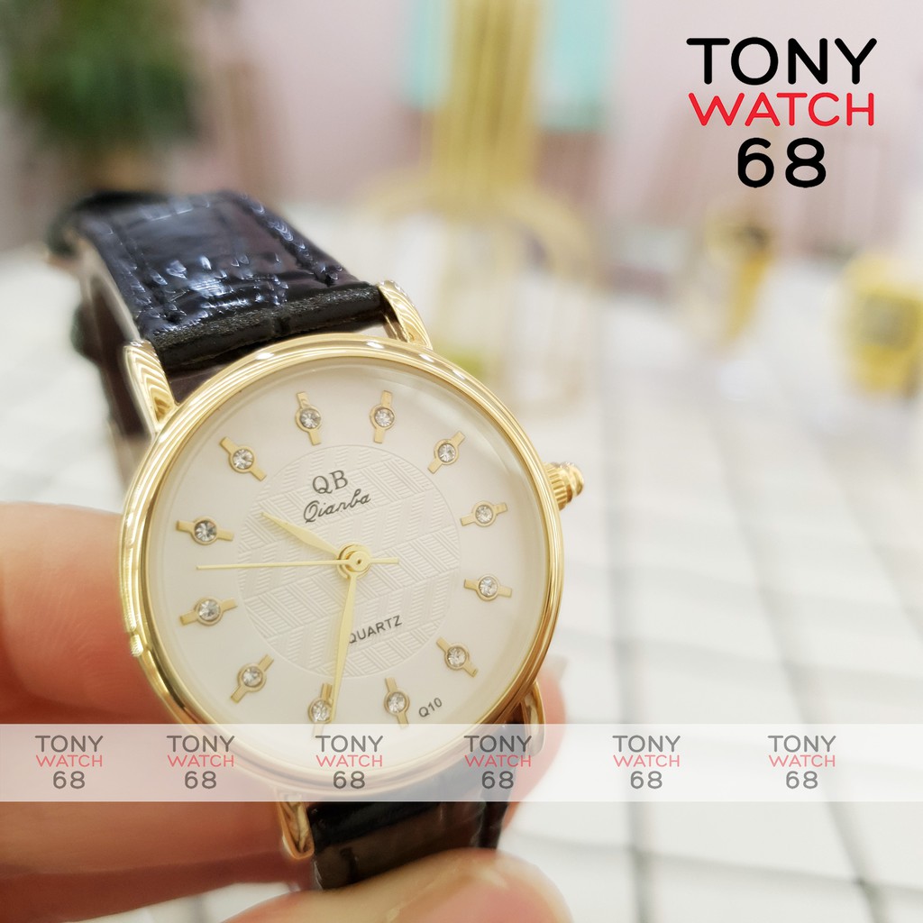 Đồng hồ nữ QB dây da mặt kính cong bản mini sang chảnh chính hãng Tony Watch 68