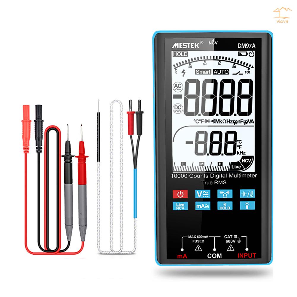 Đồng Hồ Đo Điện Áp Cầm Tay Di Động Tm97A Màn Hình LCD 3.5 Inch Có Đèn Nền 9999 Count NCV TRMS Đo Nhiệt Độ Dòng Điện Trực Tiếp