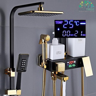 Bộ sen cây tắm đứng, Bộ Sen vòi tắm Điều chính nhiệt độ Hiển thị số Tcare - Ống HCN