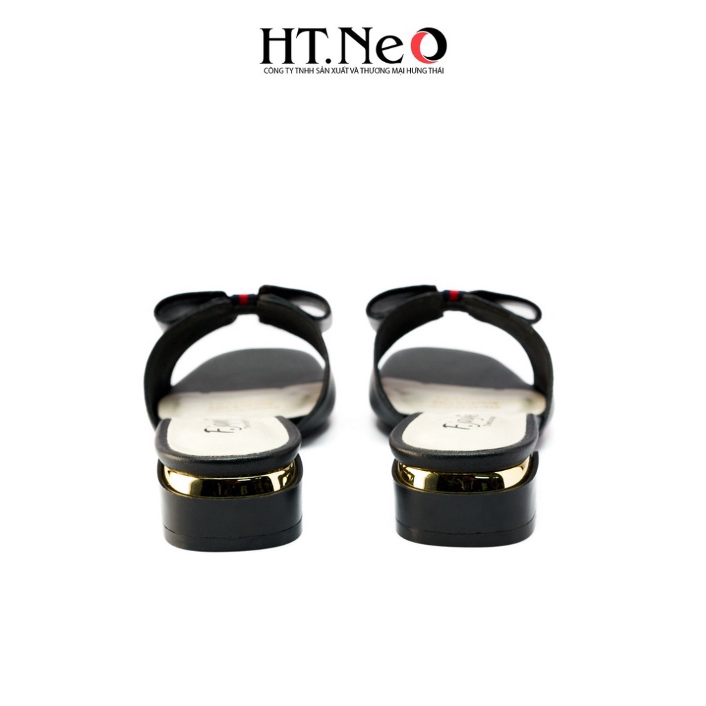 Sandal đế bệt HT.NEO Da mềm mại,, đính khuy nơ bắt mắt, thiết kế siêu HOT 2022 SDN121