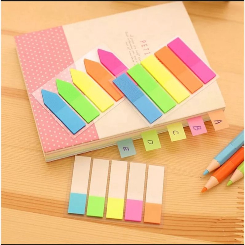 125 giấy ghi chú nhựa 5 màu/giấy chia trang/giấy phân trang