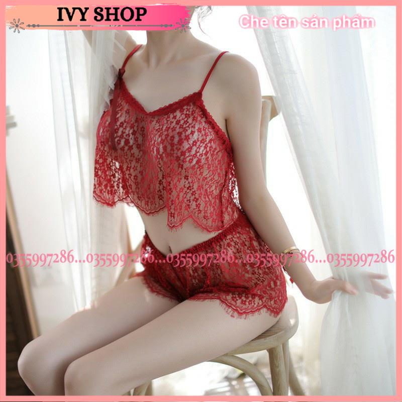 Bộ Ngủ Nữ Sexy Hai Dây Gợi Cảm - Ren Xuyên Thấu Gợi Cảm - BN001 BNR003 - Ivyshop