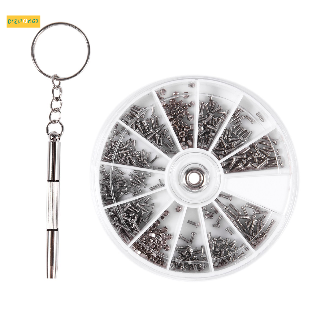 Set 600 Ốc Vít 12 Loại Bằng Thép Không Gỉ + 1 Chìa Vặn Cho Mắt Kính Tiện Dụng
