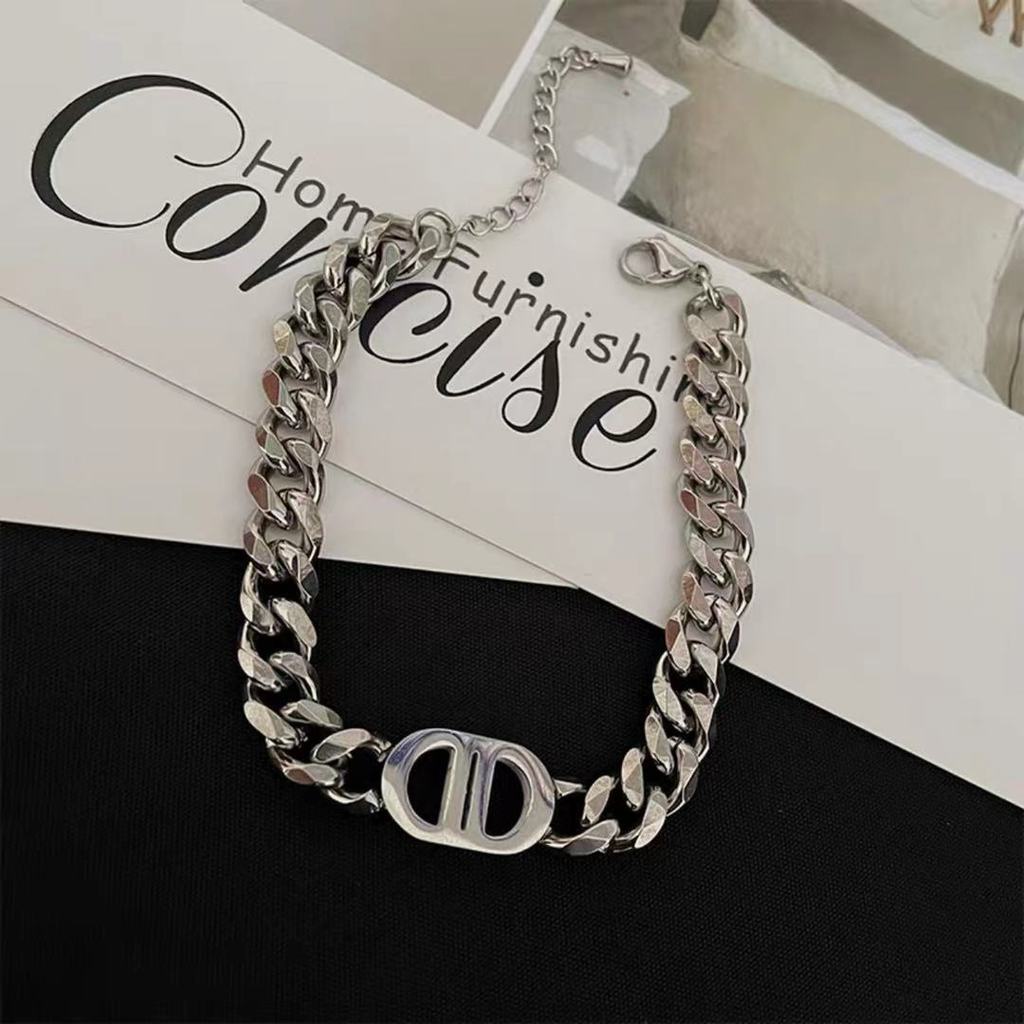 Vòng Cổ Thép Titan Mặt Hai Chữ D Phong Cách Hip Hop Âu Mỹ