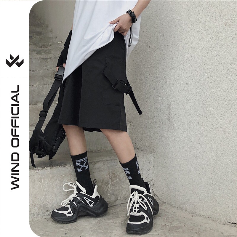 Quần short thun nam ống rộng WIIS unisex dọc quần đùi lửng thời trang nam nữ ulzzang