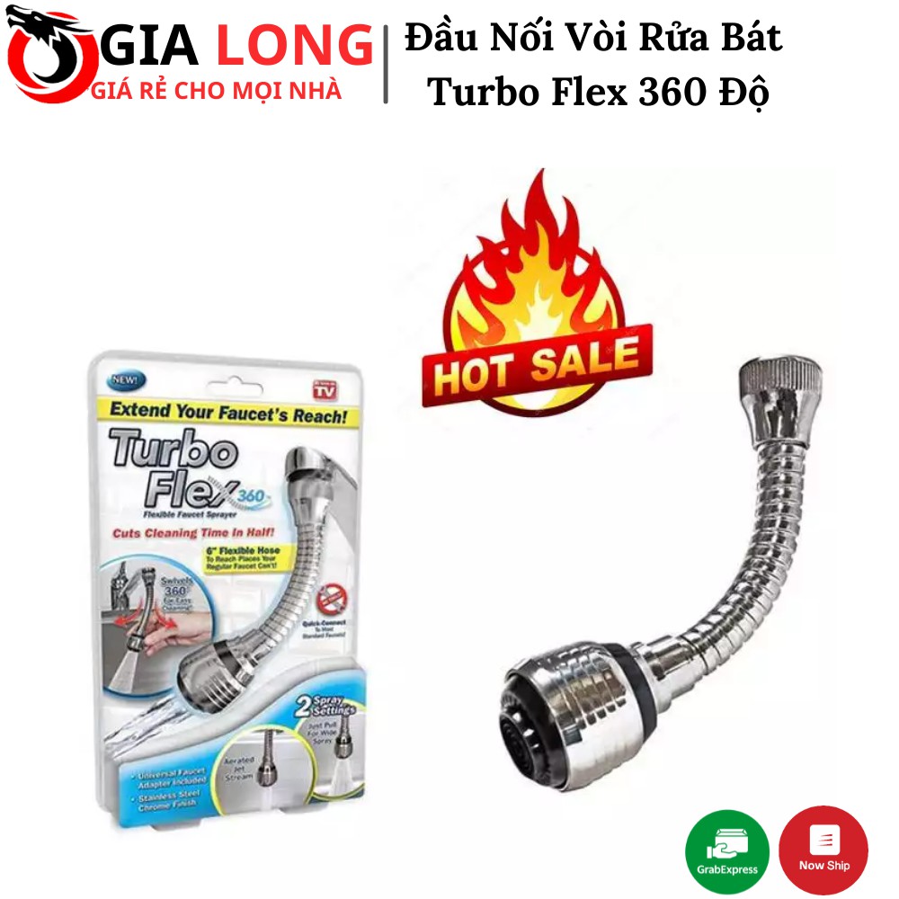 Đầu Nối Vòi Rửa Bát Turbo Flex 360 Độ, Siêu Tiện Lợi