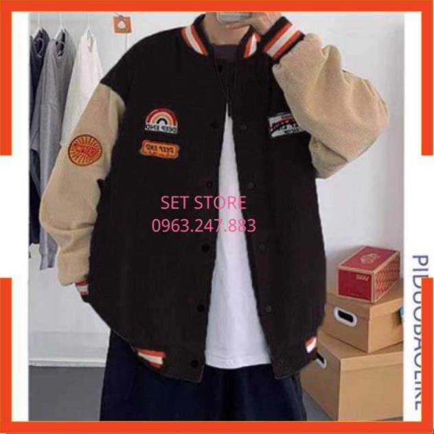 Áo khoác BOMBER nhung Nam,Nữ ,3 màu Đen,Hồng,Xanh DH12
