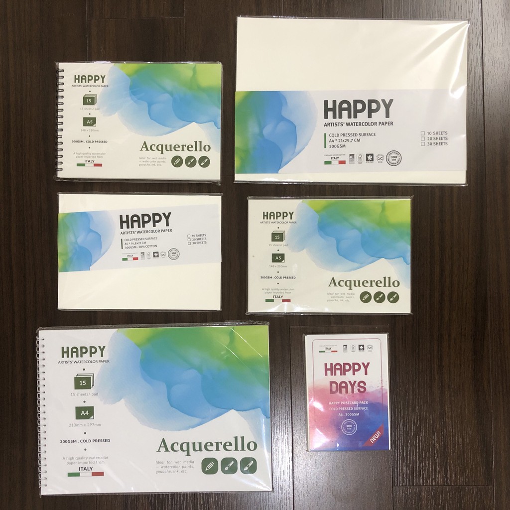 Giấy Happy 300gsm - Giấy vẽ màu nước Happy
