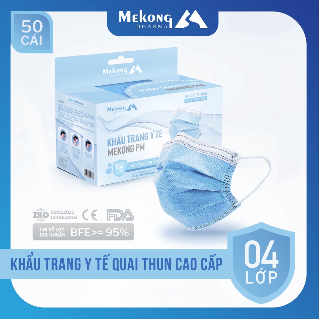Khẩu Trang Y Tế Mekong 4 Lớp Kháng Khuẩn Cao Cấp  Chính Hãng Y Khoa