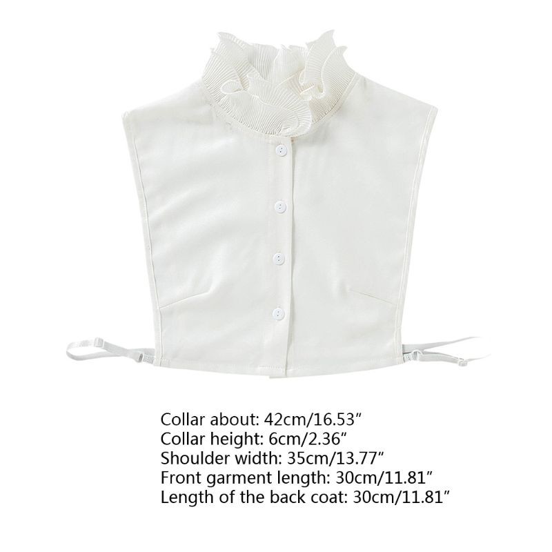 san* Women Sweet Layer Agaric Ruffles Stand False Fake Collar Button Down Half-Shirt