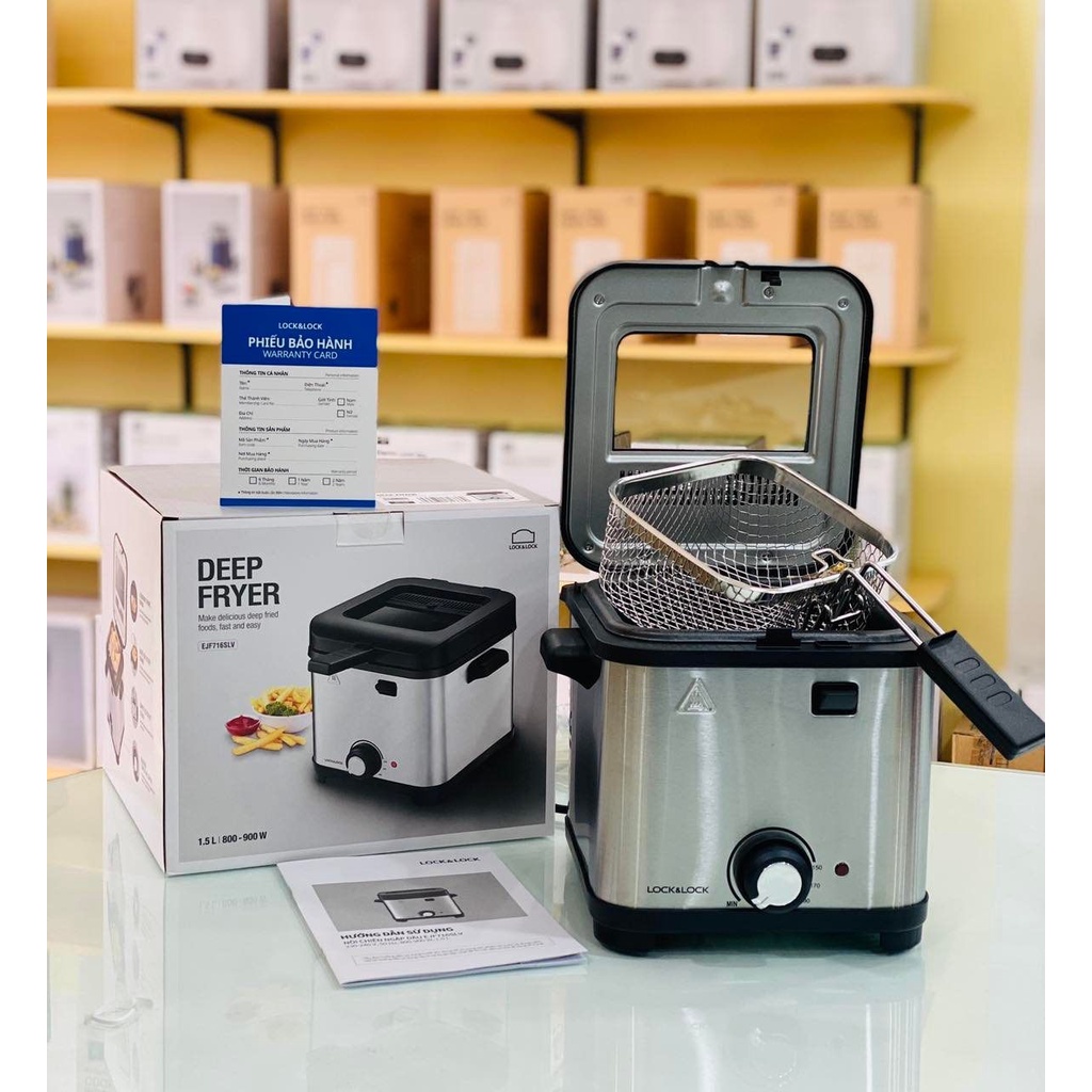 Nồi Chiên Ngập Dầu chính hãng Lock&Lock EJF716SLV , chiên gà rán, mực, tôm, nem siêu giòn!