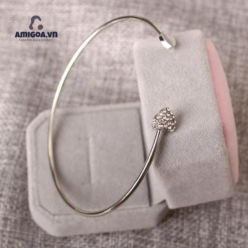 ✨✨Vòng tay hở mặt trái tim đính đá xinh xắn cho nữ