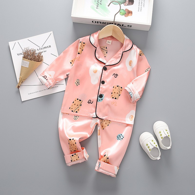 Bộ Đồ Ngủ Pijama Dài Tay In Hình Hoạt Hình Cho Bé