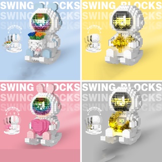 Lego phi hành gia lắp ráp lắp ghép xếp hình 3D cute mini có đèn 3 chế độ phát sáng cho bé trai bé gái - Luckykid