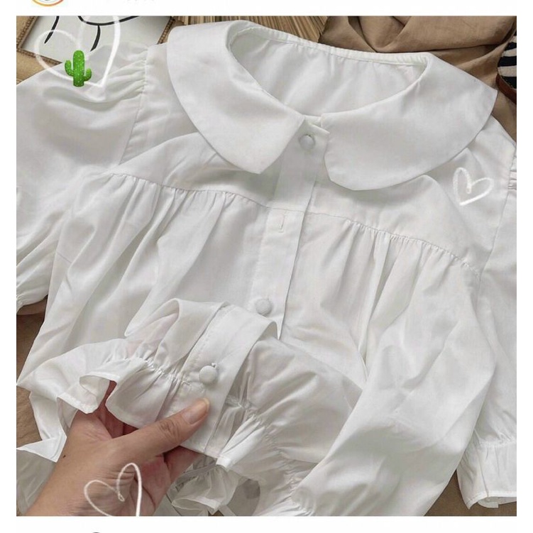 Áo sơ mi nhúng cổ bèo lá sen
