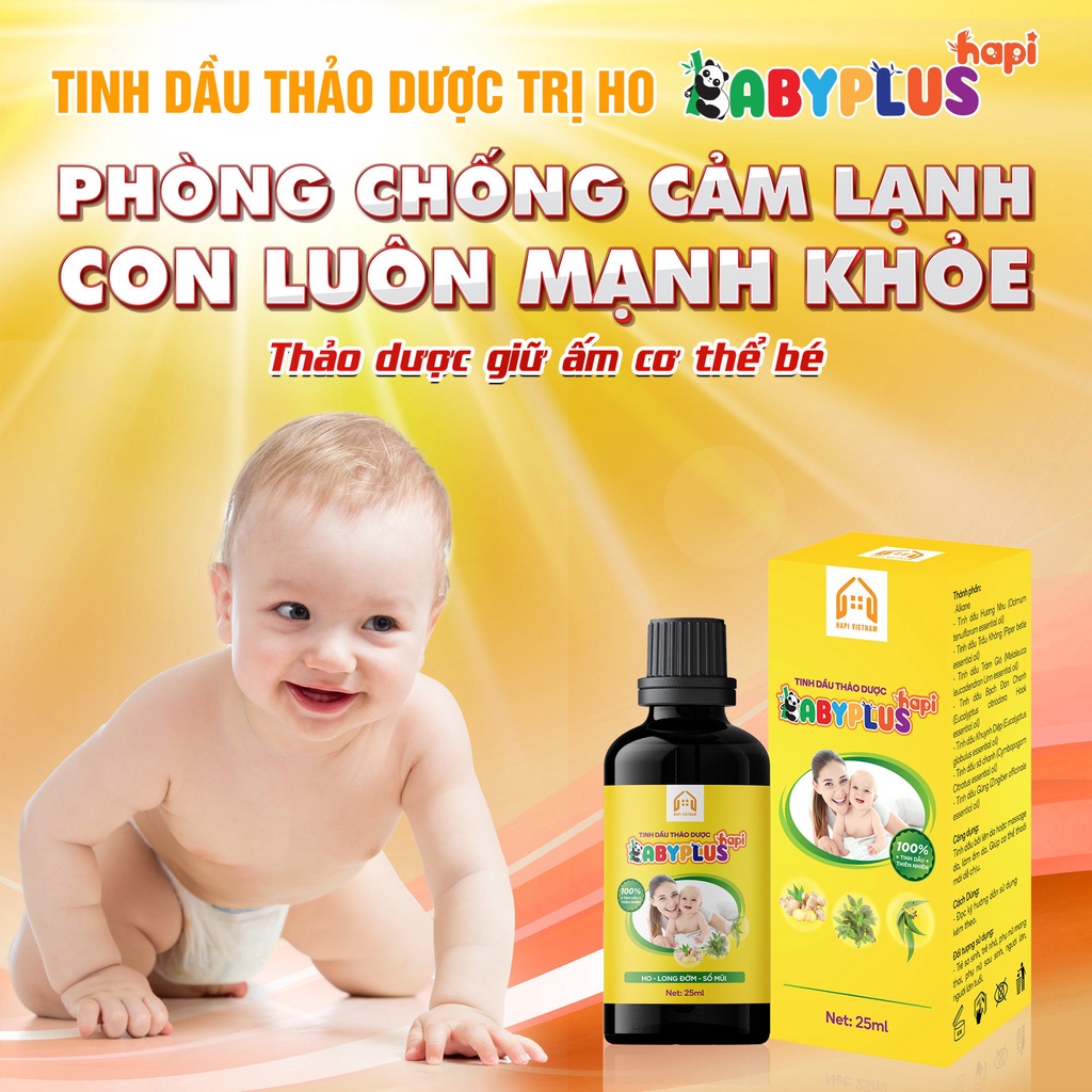 Tinh Dầu Thảo Dược Babyplus Hapi, Sạch Long Đờm, Hết Ho, Sổ Mũi