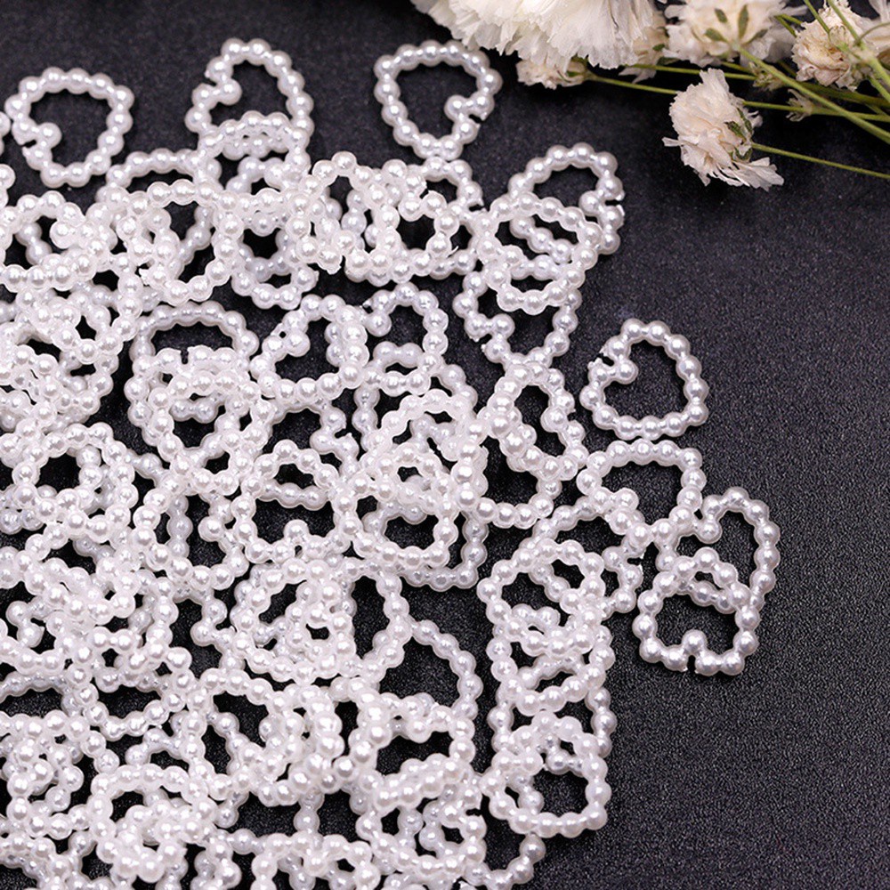 [Hàng mới về] Bộ 20 phụ kiện trang trí móng tay hình trái tim 3d màu trắng đính ngọc trai phong cách Nhật Bản thời trang