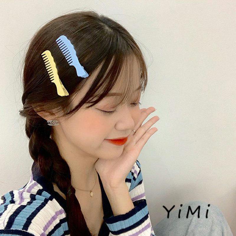 Kẹp tóc hình chiếc lược màu sắc ngọt ngào dễ thương phong cách Hàn Quốc dành cho nữ